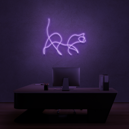 Cat Neon Line Art