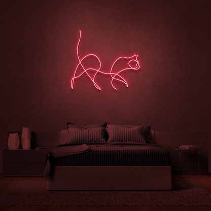 Cat Neon Line Art